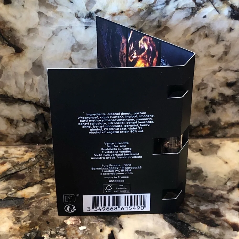 Paco Rabanne Invictus Victory Elixir Sample Vial Spray Card